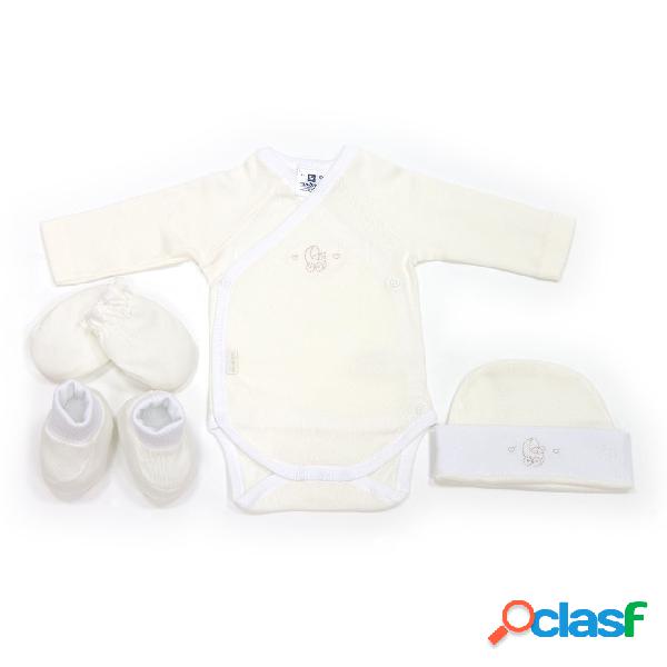 Set Neonato 4 Pezzi Interlock Ref.711 Liso Beige Taglia 0