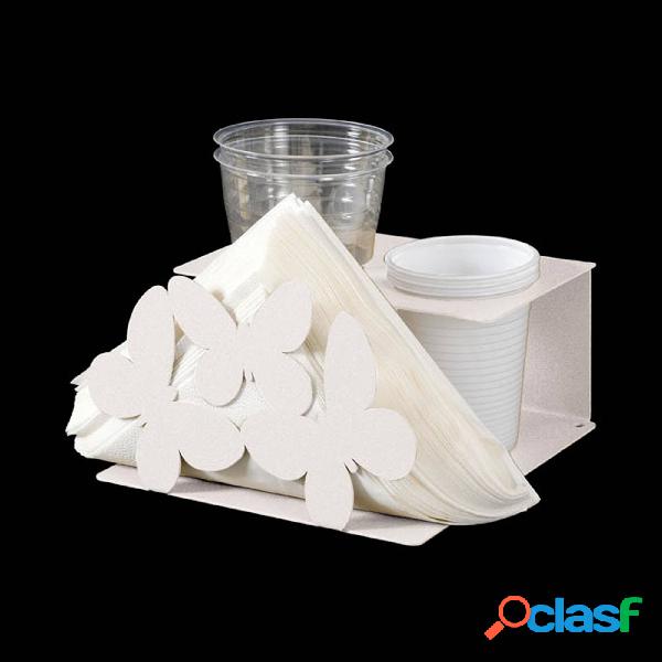 Set Tavola Farfalle in metallo, 17x17Px8h, colore Bianco