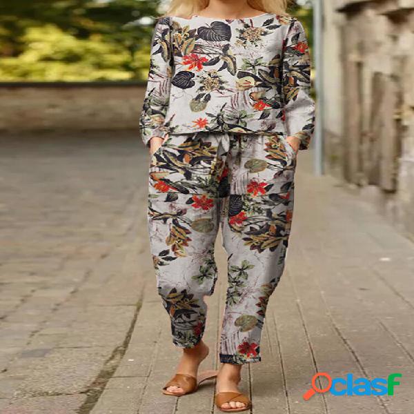 Set di due pezzi in vita elastica a maniche lunghe con tasca