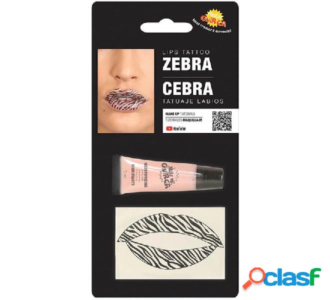 Set di tatuaggio labbra zebra con crema idratante