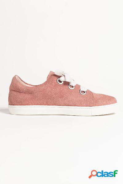 Sneakers con pelle scamosciata, lacci di raso e larghezza H,