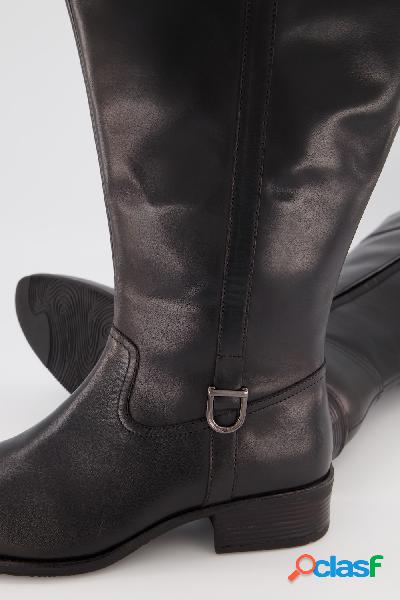 Stivaletti di pelle con gambale XL, zip e larghezza H,