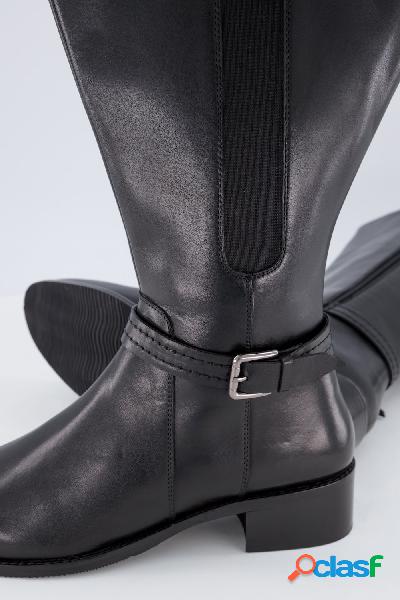 Stivali di pelle con gambale XL, inserti elastici e