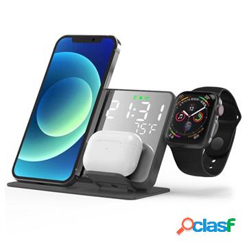 Sveglia digitale 4-in-1 con caricatore wireless - 15W - Nero
