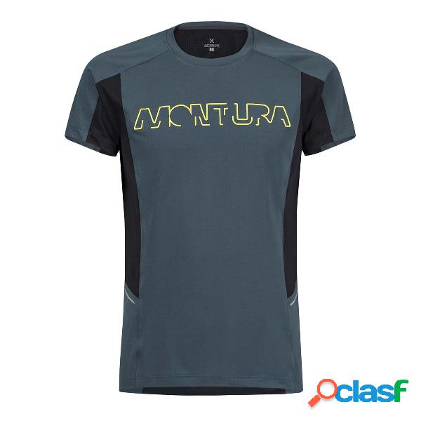 T-shirt Running Montura Run Logo (Colore: verde lime-piombo,