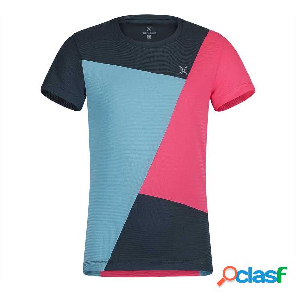 T-shirt Trekking Montura Color Block (Colore: ice blue-rosa