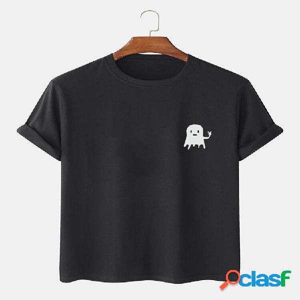 T-shirt casual a maniche corte con stampa fantasma di