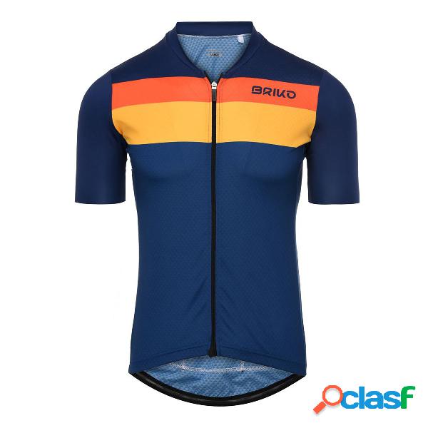 T-shirt ciclismo Briko Jerseyko Stripe (Colore: Blue Sea -
