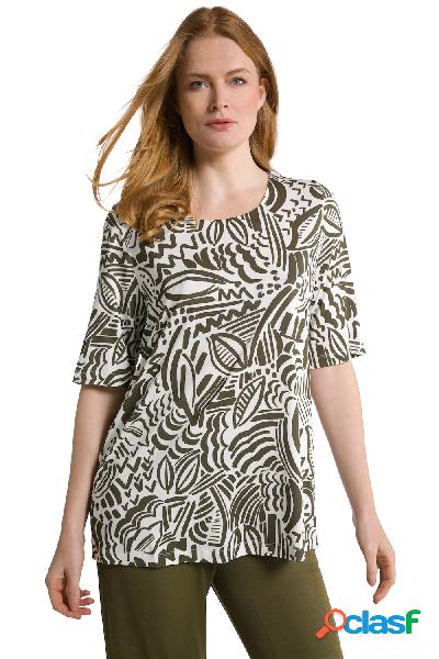 T-shirt con design ispirato alla giungla, scollo a girocollo