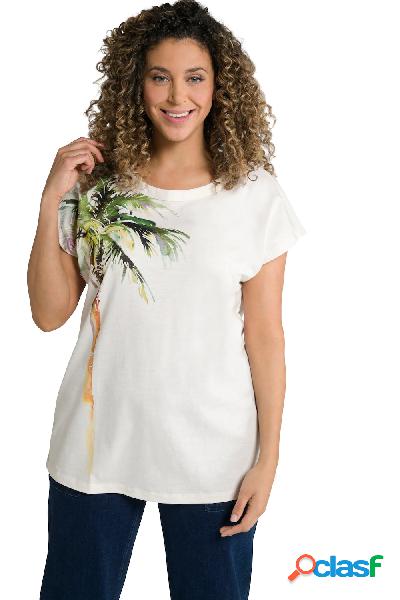 T-shirt, palme, oversized, scollo a girocollo, mezze