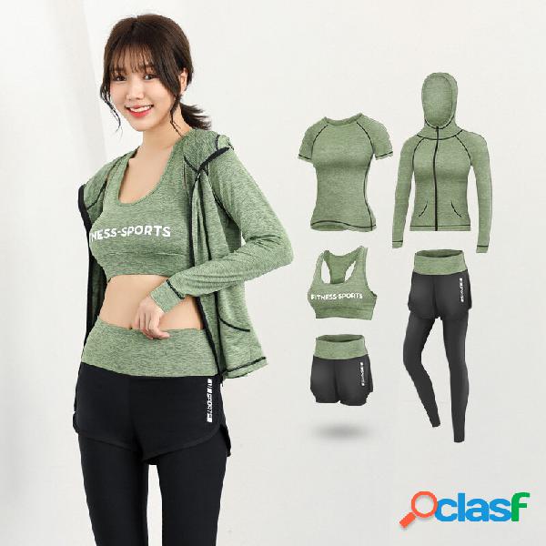 TENGOO 5PCS Seamless Women Yoga Set Plus Taglie