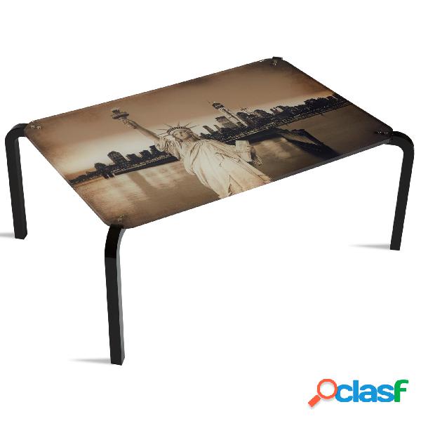Tavolino Rettangolare Stampato New York 75x50xh33 cm in