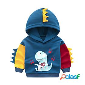 Toddler Boys Hoodie Long Sleeve Blue Red Patchwork Cartoon