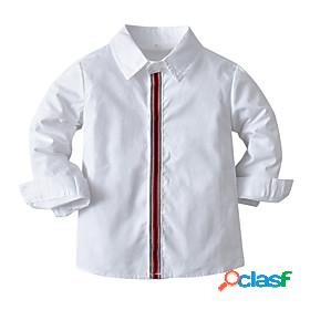 Toddler Boys Shirt Long Sleeve Solid Colored Crewneck White