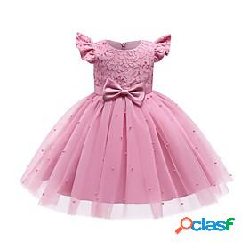 Toddler Little Girls Dress Solid Colored A Line Dress Mesh
