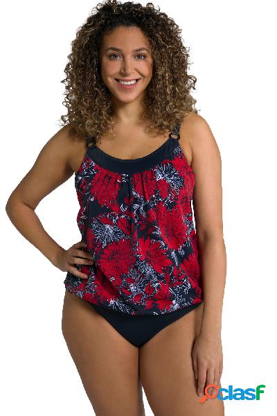 Top del tankini con fiori, coppe morbide e spalline