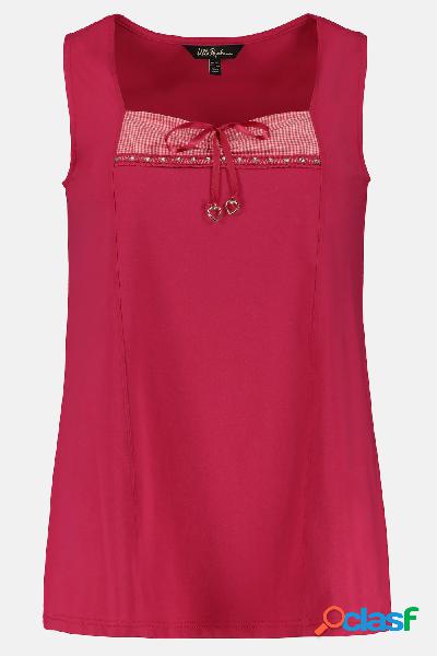 Top, scollatura in stile Tracht, quadretto vichy, nastrino,