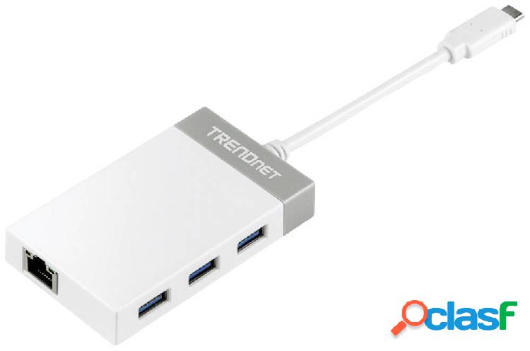 TrendNet TUC-ETGH3 3 Porte Hub combinato USB Grigio