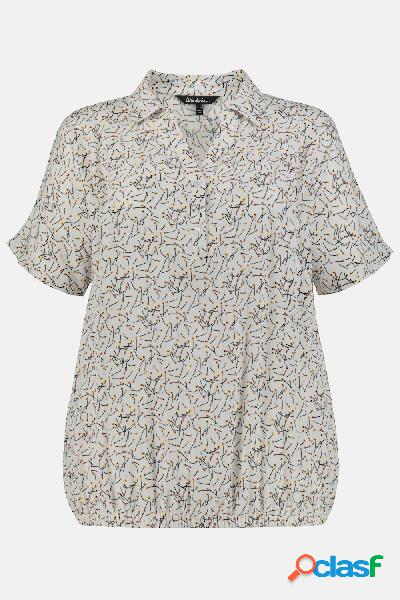 Tunica, oversize, crêpe con fantasia, orlo elastico, Donna,