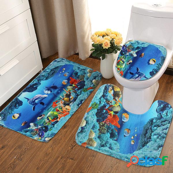 Un set di tappeti da bagno del delfino delloceano Set di