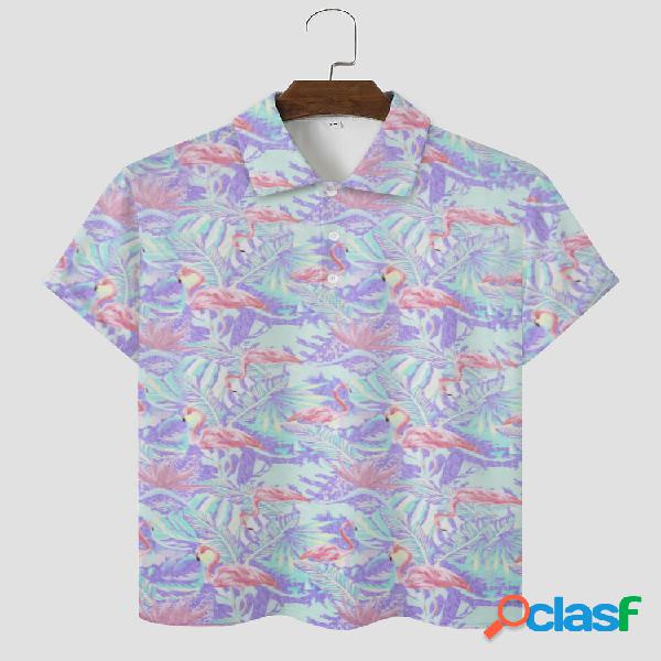 Uomo Flamingo Plant Print Hyperelastic Cartoon Leisure Front