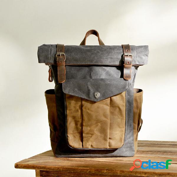 Uomo Vintage Canvas Travel Borsa Zaino impermeabile Sport