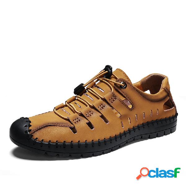 Uomo elastico con lacci cuciti a mano Comodi Soft Sandali da