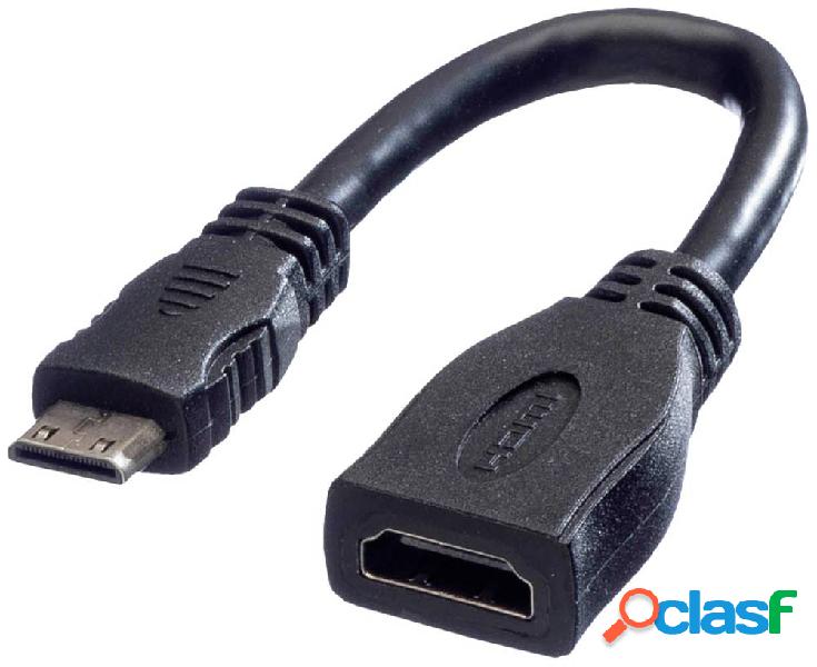 Value HDMI Cavo Presa HDMI-A, Spina HDMI Mini-C 0.15 m Nero