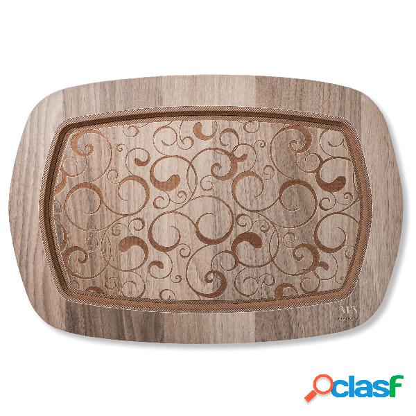 Vassoio in Legno rettangolare 40x27 cm con lavorazione ad