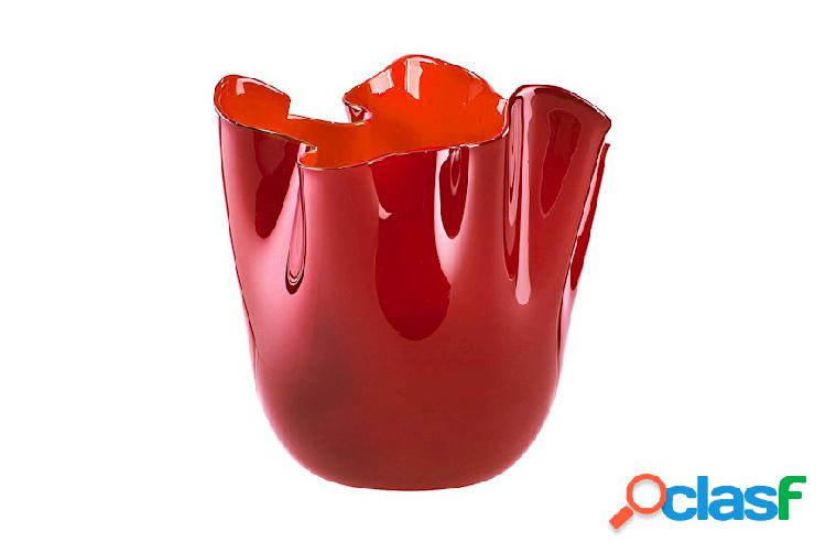 Venini Vaso Fazzoletto vetro di Murano opalino rosso rosso