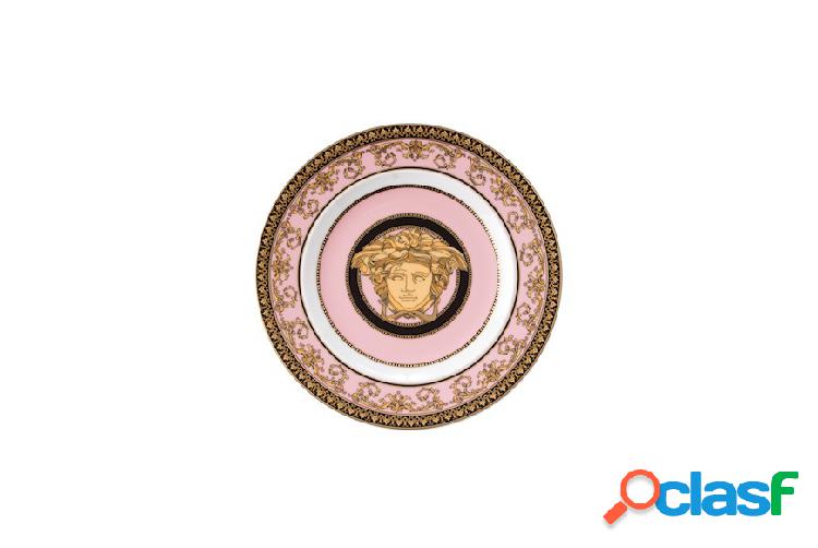 Versace Piatto piano dessert Medusa Rose porcellana nero oro