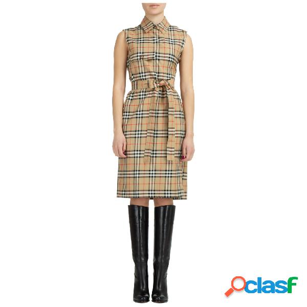 Vestito abito donna al ginocchio senza maniche vintage check