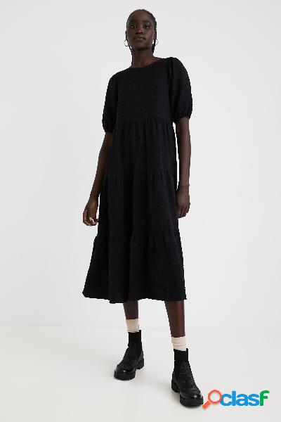 Vestito midi testurizzato tinta unita