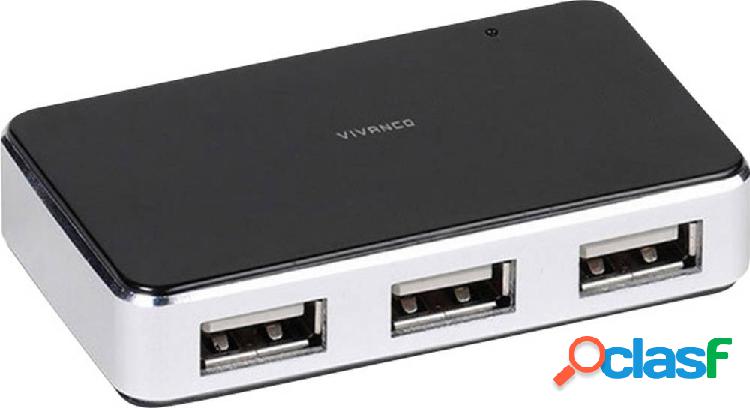 Vivanco IT-USBHUB4PWR 4 Porte Hub USB 2.0 Nero, Argento