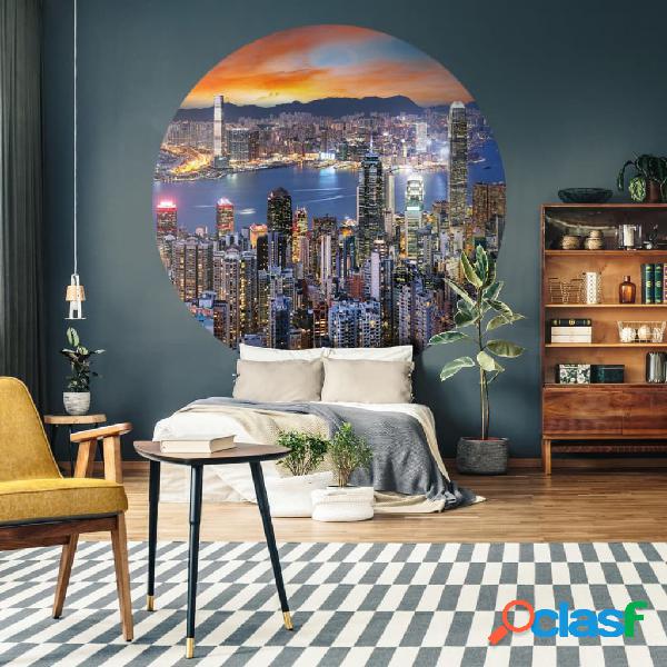 WallArt Cerchio Carta da Parati Skyline by Night 142,5 cm