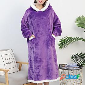 Womens 1 pc Loungewear Onesies Hoddie Blanket Plush Casual