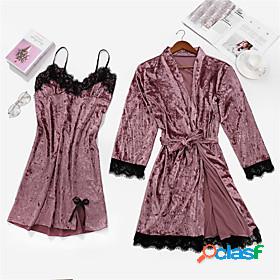 Womens 2 Pieces Pajamas Robes Gown Nightgown Sets Simple