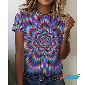 Womens 3D Printed Geometric T shirt Graphic Optical Illusion