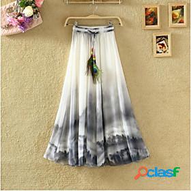 Womens Basic Boho Calf-Length Swing Skirts Party / Evening