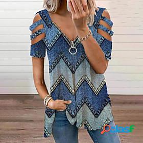 Womens Blouse Eyelet top Color Gradient Color Block Abstract