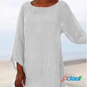 Womens Blouse Shirt Plain Solid Colored Round Neck Basic