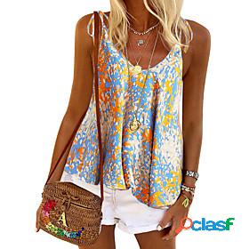 Womens Camisole Bohemian Theme Graphic U Neck Print Casual