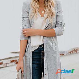 Womens Cardigan Knitted Basic Plain Spring Fall Regular