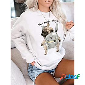 Womens Cartoon Dog Graphic Hoodie Sweatshirt Print Other