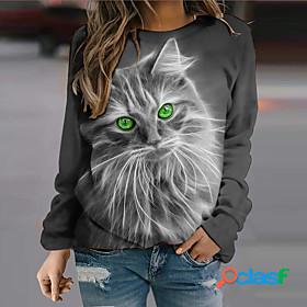 Womens Cat 3D Sweatshirt Pullover 3D Print 3D Print Daily