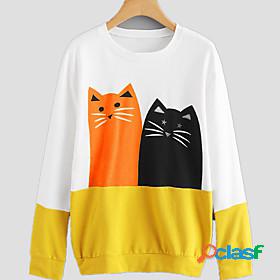 Womens Cat Sweatshirt Print Daily Going out Casual Hoodies