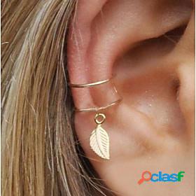 Womens Clip on Earring Ear Cuff One Earring Geometrical Leaf