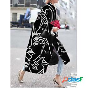 Womens Coat Fall Winter Daily Holiday Long Coat Warm Loose