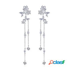 Womens Drop Earrings Earrings Cubic Zirconia Flower Tassel