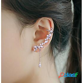 Womens Ear Cuff Ear Climbers Cubic Zirconia Silver Plated